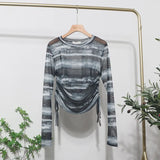 Collar Tie-Dye-Print Slim Long-Sleeved T-Shirt T-Shirt T-Shirt With Sunscreen