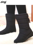 Women Waterproof Snow Boots Mid-Calf Down High Bota Ladies Winter Shoes Woman Plush Insole Botas Mujer
