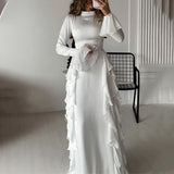 Women's Dress 2025 New Lace Horn Sleeves Fashion French Temperament
