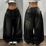 Black Wide-Legged Jeans 2024 New Spring And Autumn Style Middle Waist Style Sagging