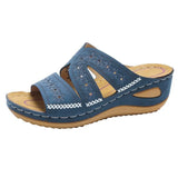 Summer Cool Slippers Women's Slope And Fish Mouth Loose Cake Bottom Large Multi-Color Embroidered Women's Cool