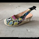 Summer New Hemp Rope Heel Sandals Women High Heel Head Bow Snake-Snake Sandals Large