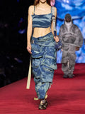 Zingj Style Jeans Two-Piece Female Spring / Summer 2024 New Personality Condole Top Multi-Pocket Cargo