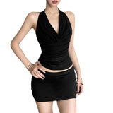 Zingj Summer New Women's Pure Wind Swing Neck Elegant Polka Dot Small Vest-Outfit