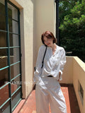 Xixi 2025 Autumn White Label New Temperament Simple Tiansi Shirt Women Long Sleeve Top Coat Women