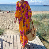 Spot Spring 2025 New Ladies Fashion Print V-Neck Leisure Resort Beach