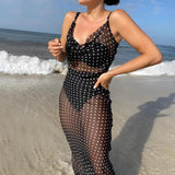 Dot Backless Sheer Maxi