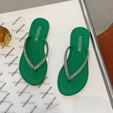 Red Water Drill Feet Cool Drag Woman 2025 Summer Flat Bottom Dragged Candy Color Fairy Shoes Wearing Female
