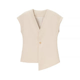 New V-Neck Asymmetric Vest Simple Jump Trouser