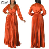 Party Elegant Women Long Sleeve Maxi Dress Fashion Solid Color Bodycon Party Dress Sexy V Neck Long