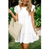 Wishebay Summer New Hot Selling Lotus Leaf Sleeves Folded Dress Women's