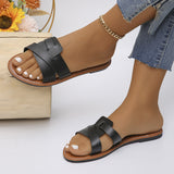 Light-And-Dip Flat-Bottomed Slippers Women Wear A Word Retro Beach Cool