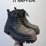Zingj New Square Casual Men's Hairstylist British Black Fashion Boots
