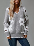 And Winter New Lace V-Neck Marinde Jersey Casual