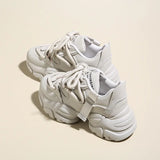 2025 New Simple Net Red Soft Bottom Dad Shoes Thick Bottom Small Tall Muffin Casual Shoes High