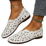Large-Size Hollow Carved Flat Sole Single Shoes Round Head Lazy One Foot Pedal Low Help Shallow Boat