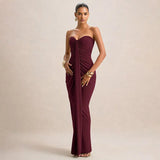 Women's Autumn New Solid Color Folds Wrapped With Sleeveless Long Dress