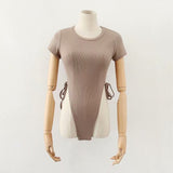 Zingj New Summer Stretch Slim Waistband Jumpsuit Women's Solid Color Short-Sleeved T-Shirt Bottom