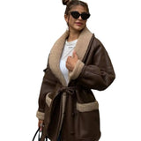 Autumn And Winter New Fashion Temperament Fur Integrated Korean Version Of Long-Sleeved Splicing Coat