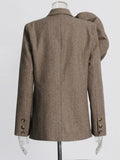 Temperament Elegant Style Design Suit Suit 2025 New Three-Dimensional Flower Brooch Loose Thin Suit Jacket Female