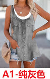 Women's 2025 Summer New Fashion Imitation Denim Vest Casual Print Sleeveless