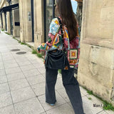 And Winter New Women's Baseball Collar Print Cotton Jacket Loose Leisure Cotton