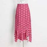 Personality Style 2025 Autumn And Winter New Mid-Rise Long Straight Hollow Embroidery Splicing Half Dress Woman