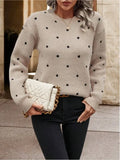 Women's Sweater Fashion Round-Neck Long-Sleeved Sweater Women's Wave Point Of The Knitted