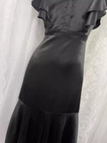 Sheath Backless Travel Vacation Black Satin Beach Dress Long Dress