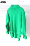 Winter Women's Green Sweater Knitted Soft Warm Basic Casual Knit White Turtleneck Sweater Female Jumper 2023 High