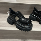 Trend Cool Square Head Small Leather Shoes Women In Autumn 2025 New Thick Soles To Increase Metal Buckle Happy