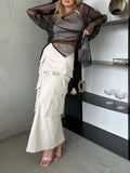 Detachable Two-Wear Work Dress Women High Waist Thin Multi-Pocket Design Fashion Trend