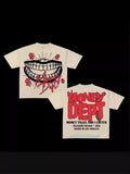 War Girl Graphic Print T-Shirt Y2K Vintage Loose-Sleeved Round-Collar Cotton Top Gothic Street Men's Wear 211-0-Outfit
