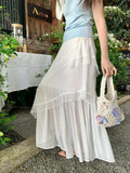 Xixi 2025 Summer New Temperament Thin Lace Yarn High Waist Skirt Fairy Long Dress