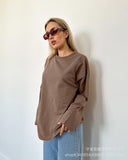 And Autumn 2025 New Solid Color Long-Sleeved T-Shirt Women's Loose Basic Casual Pure Cotton T-Shirt
