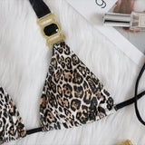 Zingj Swimsuit Female Ins Web Celebrity Wind Vacation Sexy Leopard Print Diamond Low Waist Gathered Split Body