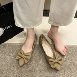 Mouth Single Shoes Women 2025 Spring And Summer New Sharp Head Flat Evening Wind Bows Lazy One Foot Pedal Bean