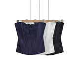 Sexy Babes Fish Bone Brake Stripe Girded Waisted Top Cloth Plus Chest