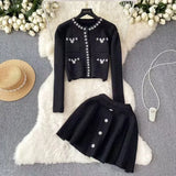 Luxury Famous Lady To Reduce The Age To Wear A Small Fragrant Suit Women's Knitted Cardigan Short Dress Two-Piece