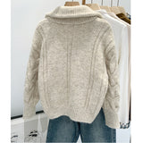 Version Of Double Zippered Strand Sweater Coat Women's 2025 Winter Design Sense Of The Collar Plus Thick Long-Sleeved Knitted Open