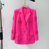 Fashion High-End Small Suit 2025 New Temperament Three-Dimensional Flowers Long-Sleeved Loose Suit Coat Female