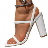 Square Head High-Heeled Sandals Women Coarse Heel After The Toe-With Fashion Shoes High