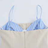 New Provincial Silk Splicing Hundred Folds Hem Hanging Dress