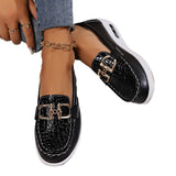 Bottom Round Head Metal Buckle Low Single Shoes Women Large Size Stone Pattern Four Seasons Lazy Happy