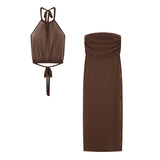 Fashion In The Summer Of 2025 Unique Sexy Umbilled Vest Body-Bodying And Hip Skirt