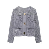 Women's INS Explosion Coarse Needle Long Sleeved Button