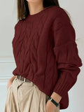 And Winter Women's Jersey Sweater Loose Round Neck Solid Color Trendy Knitted