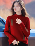 Red Sweater Women's Autumn And Winter Thick Knitted Shirt Fashion Life Year Short-Lived In The Middle Of The Year To Play The Bottom