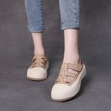 To 99] Leather Sports Sandals Women Wearing Women Wearing Women's Coats Magic Sticker Flat Leather Roman Thick
