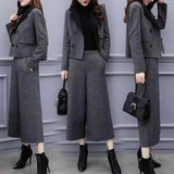 Women's Clothing 2025 Autumn And Winter Two Sets Of Trousers With Trousers With Tyribs, Coat Broad Leg Trousers Casual Fashion Suit Women's
